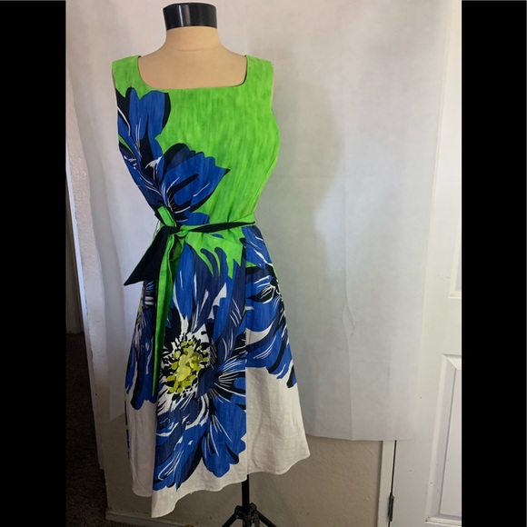 Derhy Dresses & Skirts - Derhy Floral Multicolored Fit& Flare Sleeveless Dress size 6